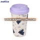 Factory supply 400ml cup with silicone lid eco-safety bamboo fiber coffee mugs